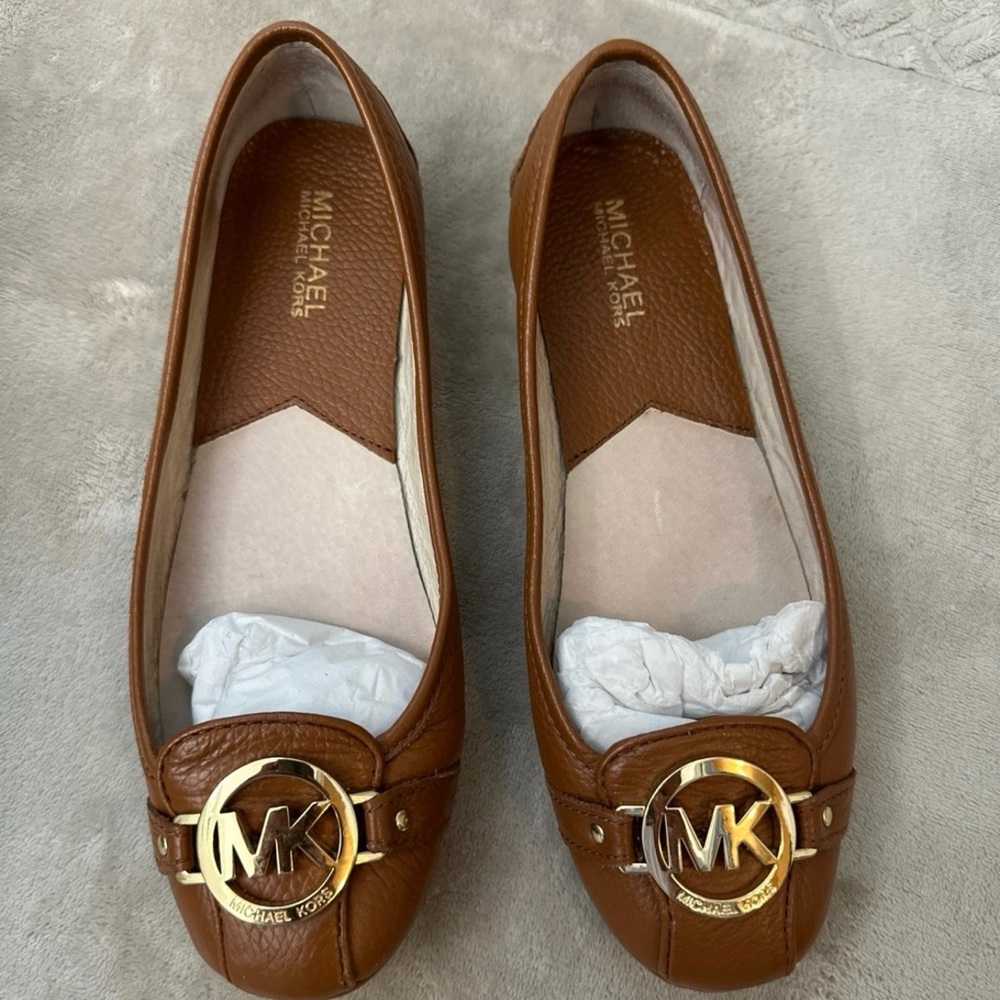 Michael Kors Brown Flats with Gold Logo